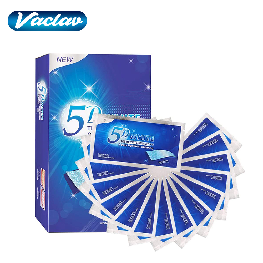 Teeth Whitening Strips Permanent - Tiras Blanqueadoras de Dientes 5D, Gel