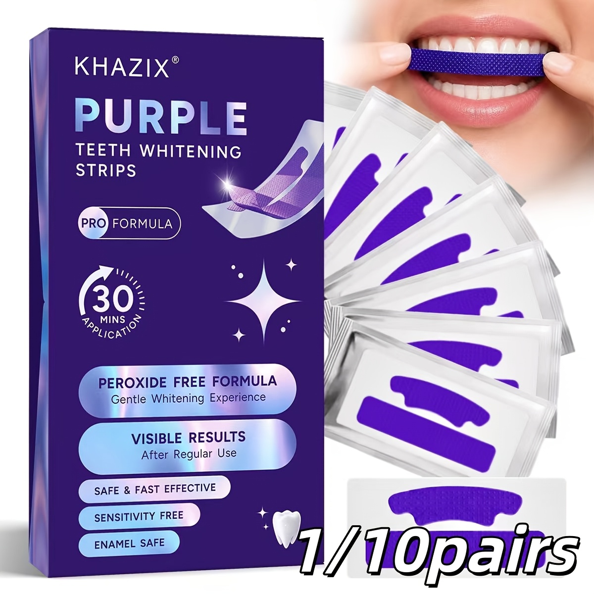 1/10 pares de tiras blanqueado - Teeth Whitening Strips Permanent reseña y precio